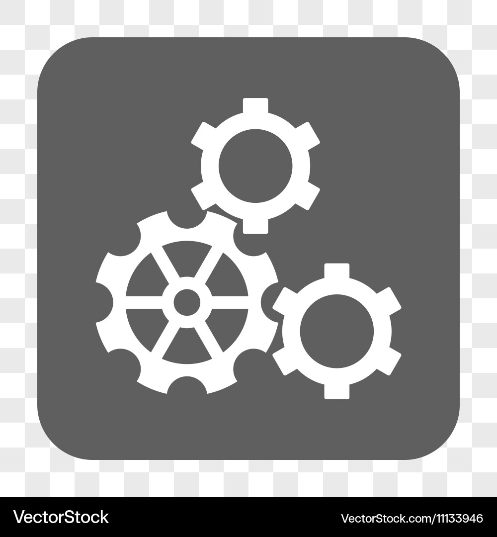 Gears rounded square button vector image