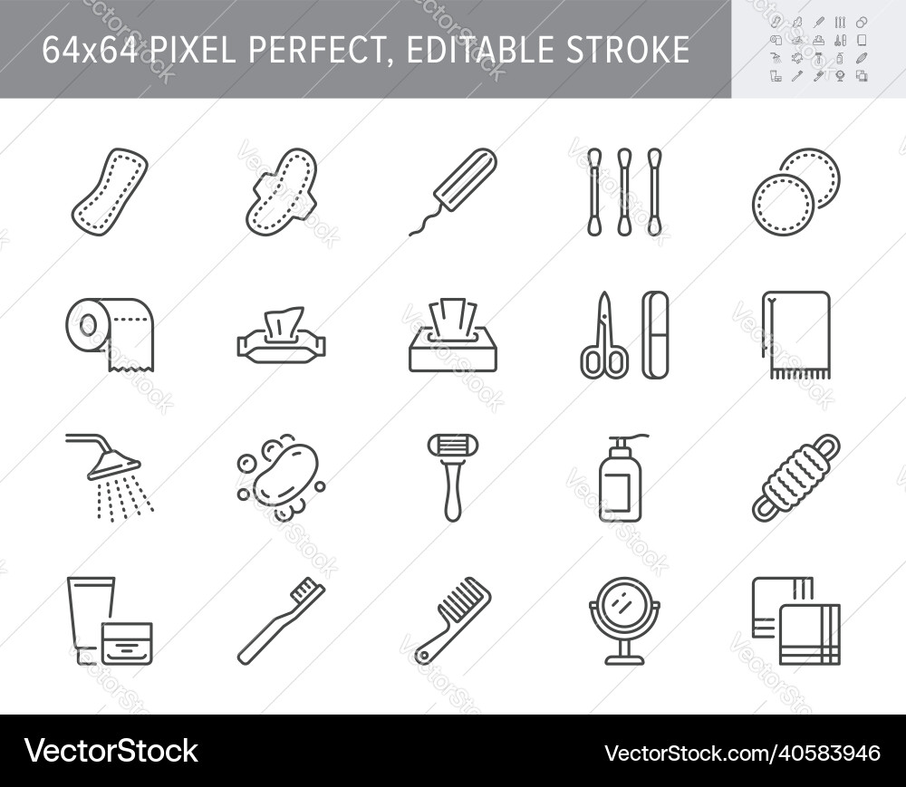 Hygiene line icons include Hygiene line icons include vector image