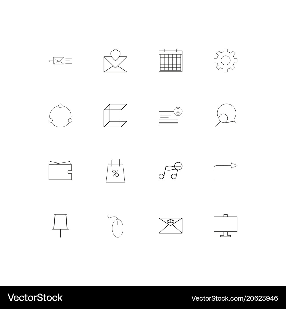 Interface simple linear icons set outlined vector image
