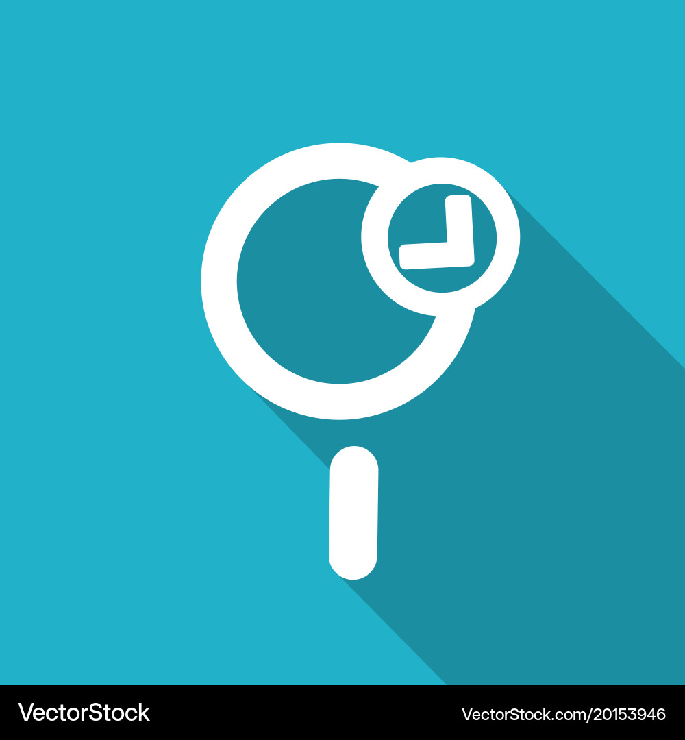 Magnify icon with a long shadow Vector Image