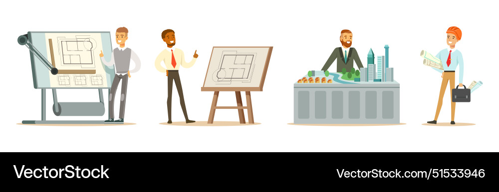 Man architect character and construction engineer Man architect character and construction engineer vector image