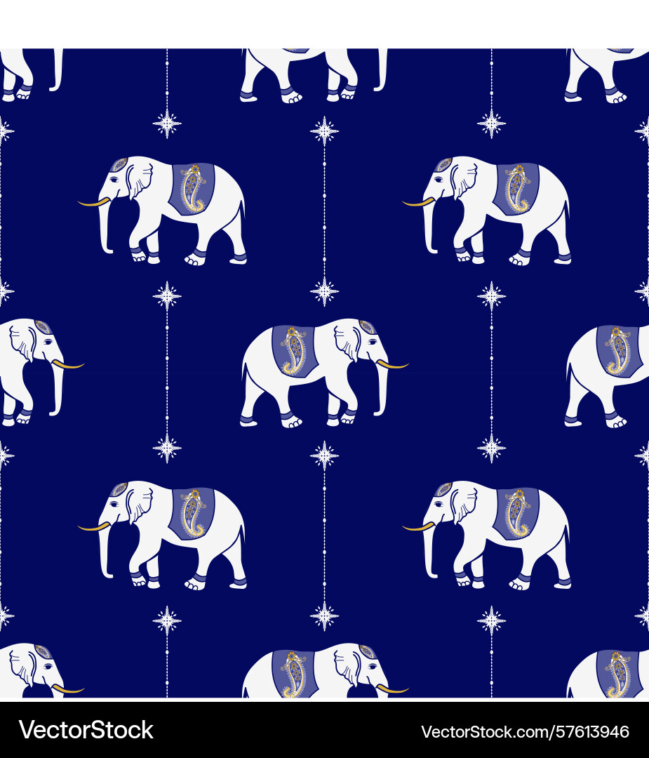Nice elephant pattern in asian style Vector Image