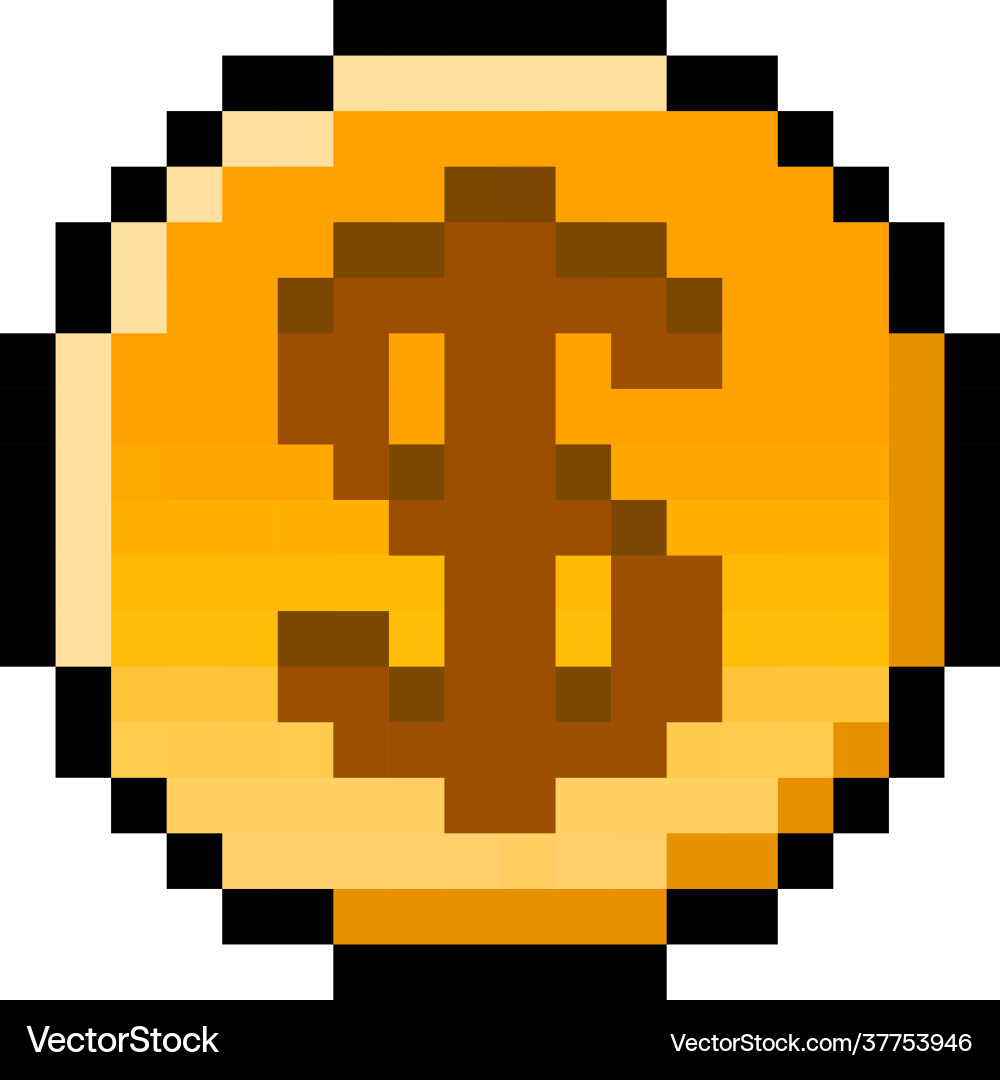 Pixel US Dollar Coin – Royalty-Free Vector | VectorStock