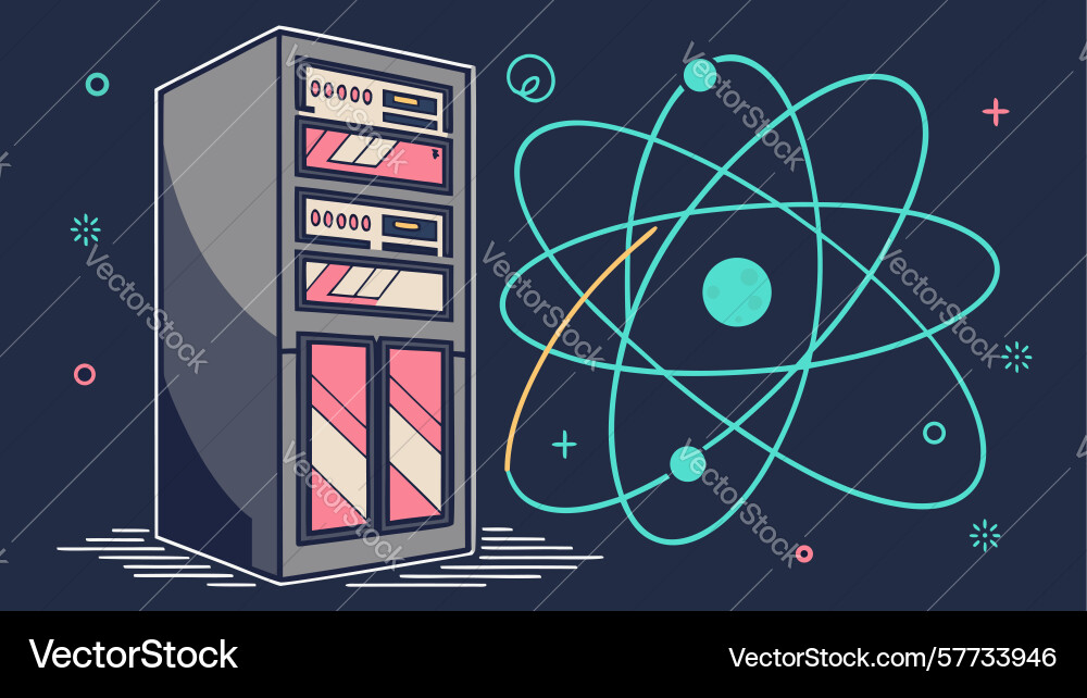 Quantum computing and advanced server vector image