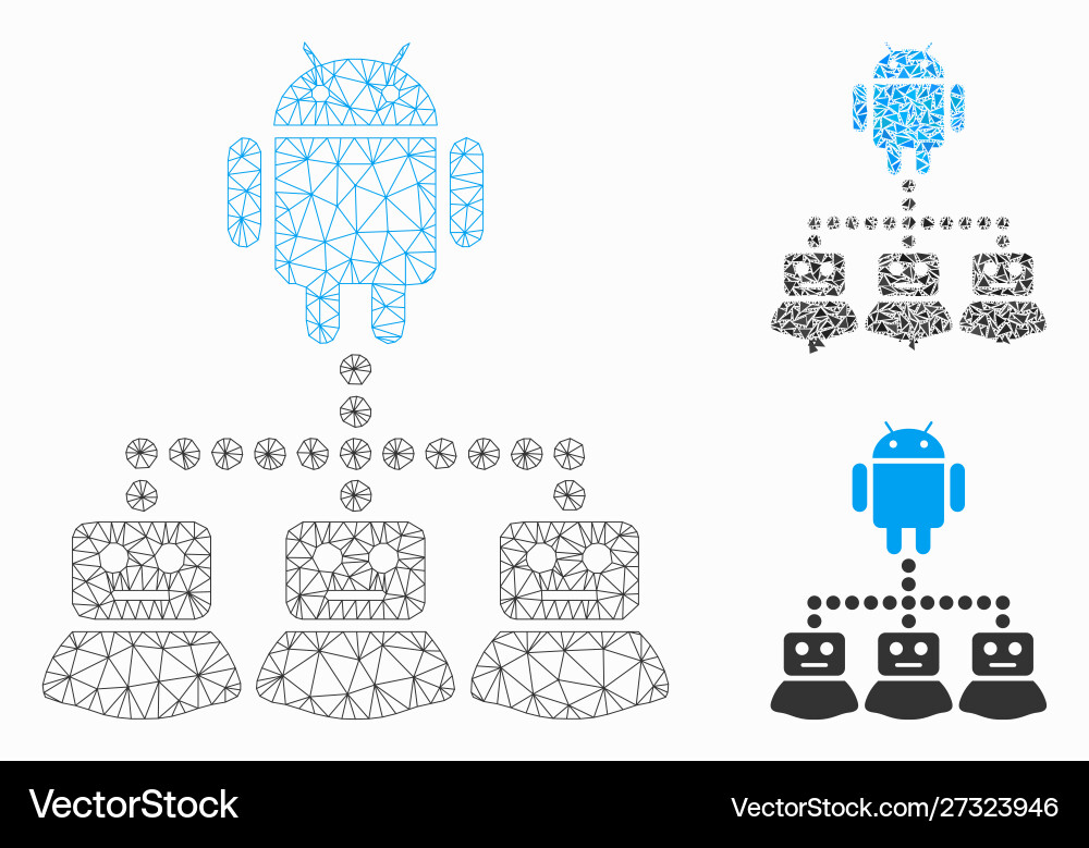 Robot manager mesh 2d model and triangle Robot manager mesh 2d model and triangle vector image