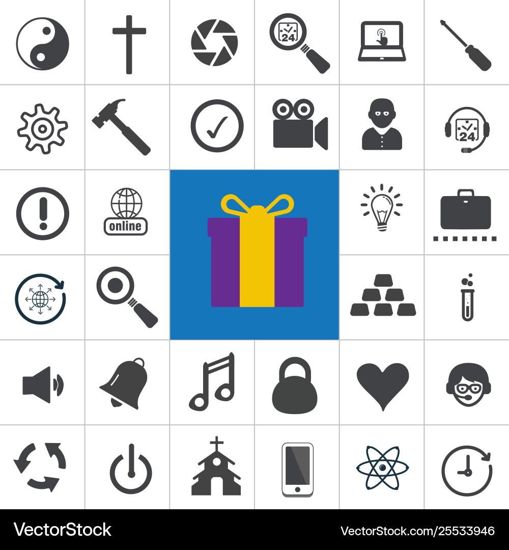 Set icons in flat design with 36 element Vector Image