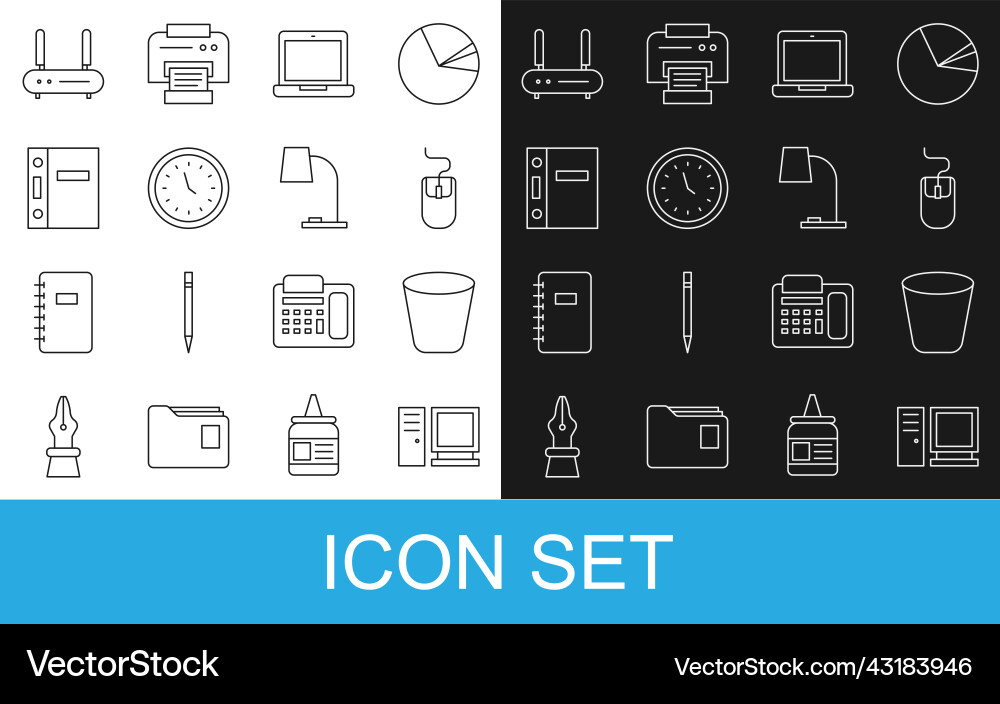 Set line computer monitor trash can mouse Set line computer monitor trash can mouse vector image
