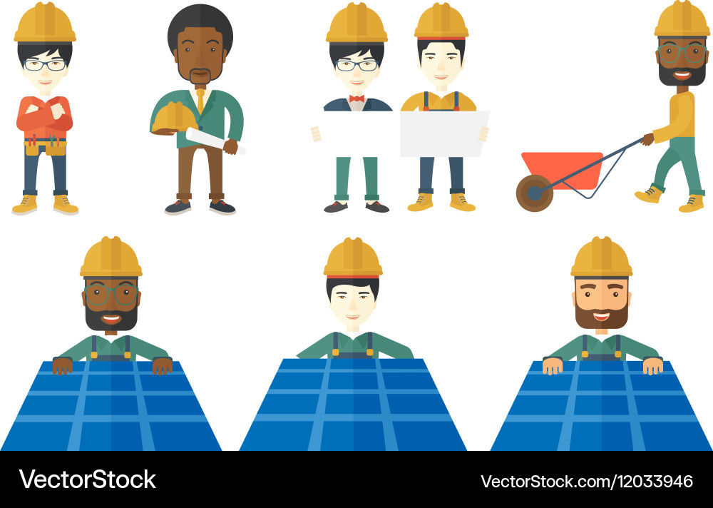 Set of constructors and builders characters vector image