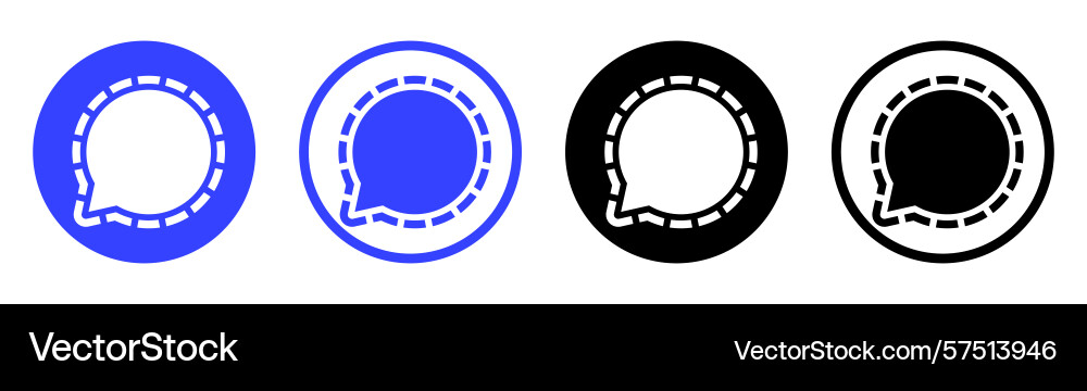 Set of round different signal messenger app icons vector image
