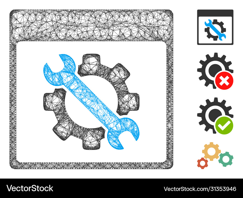 Settings tools calendar page web mesh Settings tools calendar page web mesh vector image