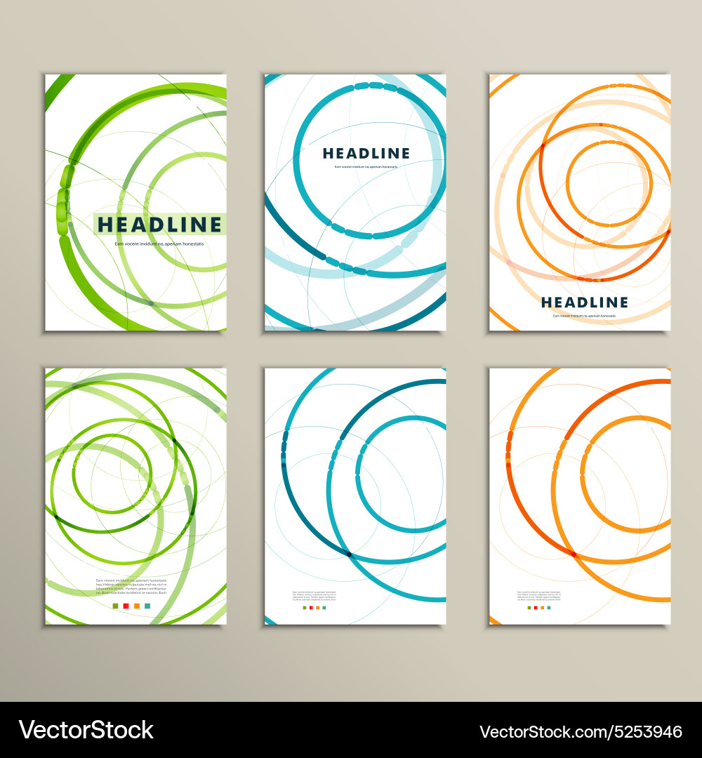 Six pattern with abstract circle brochures vector image