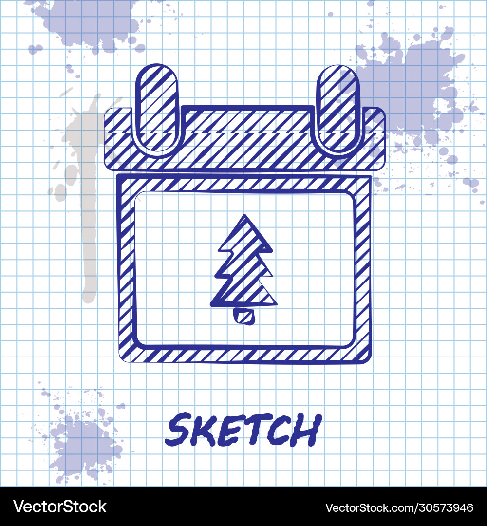 Sketch line calendar with tree icon isolated Sketch line calendar with tree icon isolated Vector Image