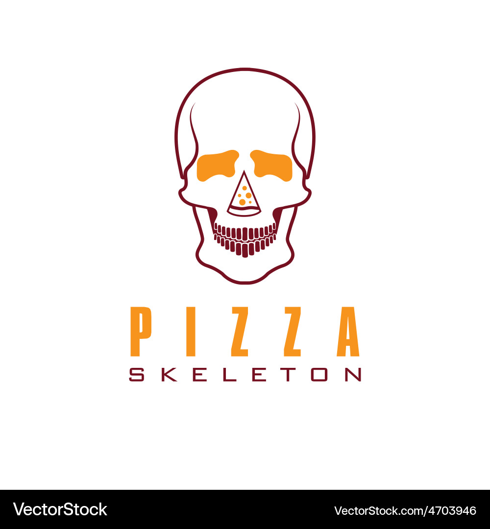 Skull with slice of pizza Vector Image