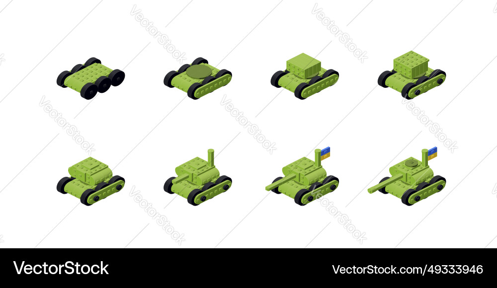 Step-by-step instructions for assembling a tank Vector Image
