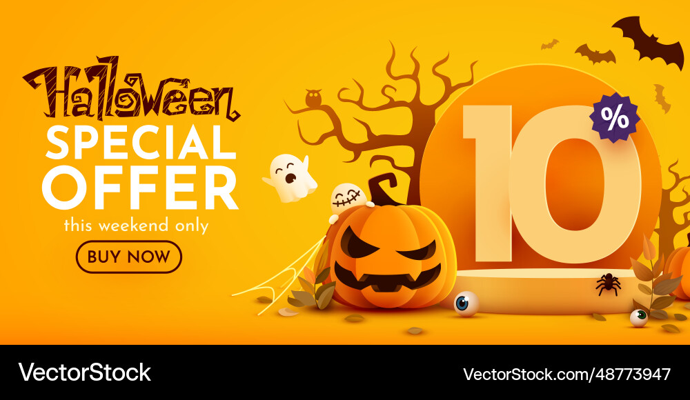 10 percents off halloween sale banner template 10 percents off halloween sale banner template vector image