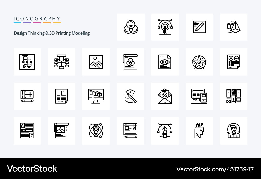 25 design thinking and d printing modeling line vector image