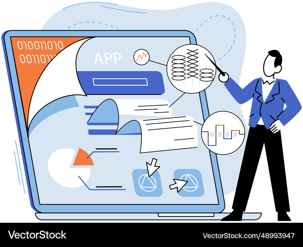Application testing metaphor Application testing metaphor vector image