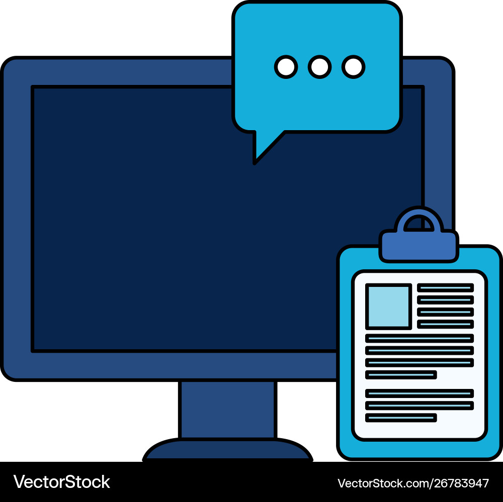 Desktop computer with speech bubble Desktop computer with speech bubble vector image