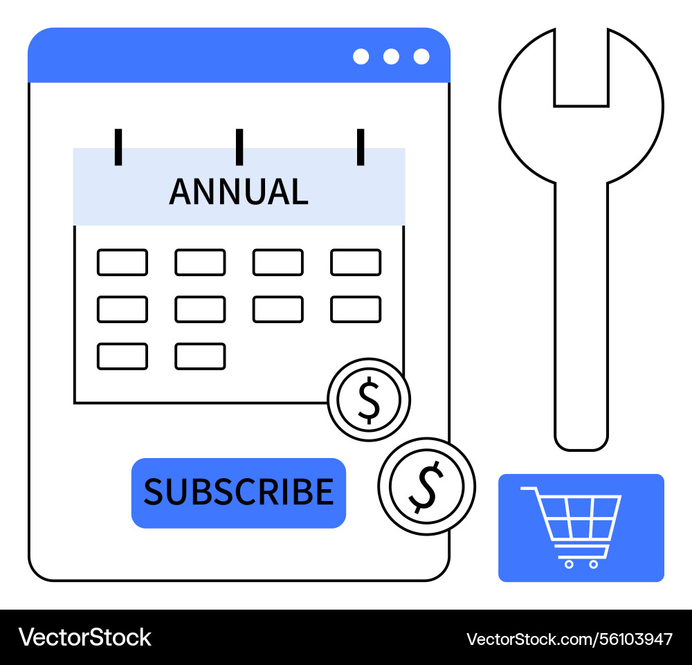 Digital subscription interface with calendar Digital subscription interface with calendar vector image