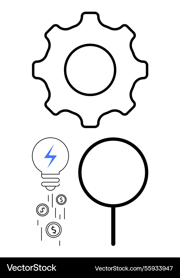 Innovation and problem-solving with lightbulb Innovation and problem-solving with lightbulb Vector Image
