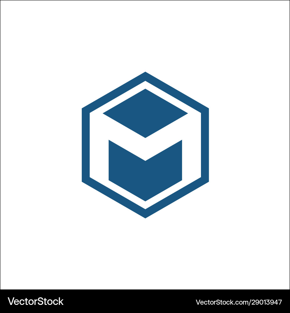 M hexagon logo abstract template Royalty Free Vector Image