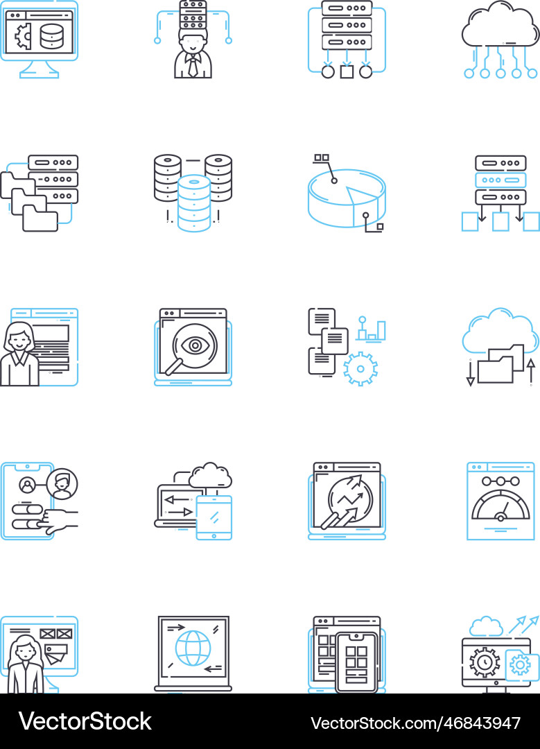 Machine intelligence linear icons set automation Machine intelligence linear icons set automation vector image