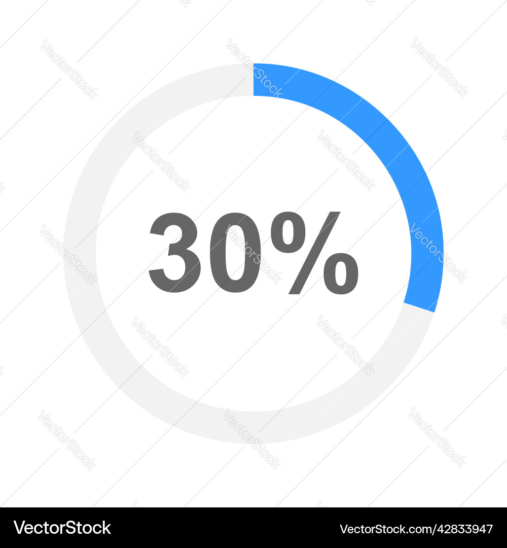 Round loading bar filled on 30 percent progress Round loading bar filled on 30 percent progress vector image