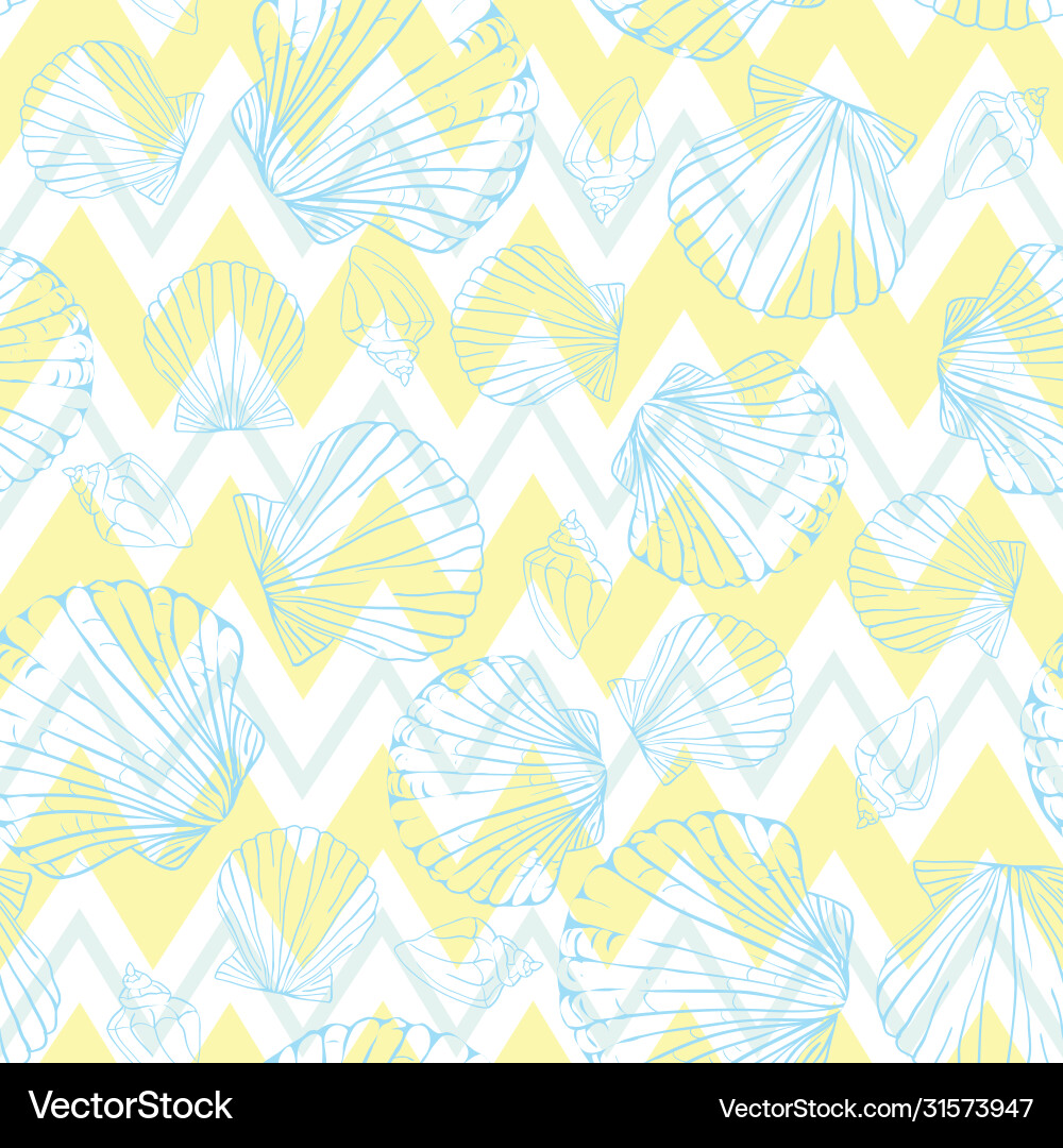Seashell seamless pattern scallop background Seashell seamless pattern scallop background vector image