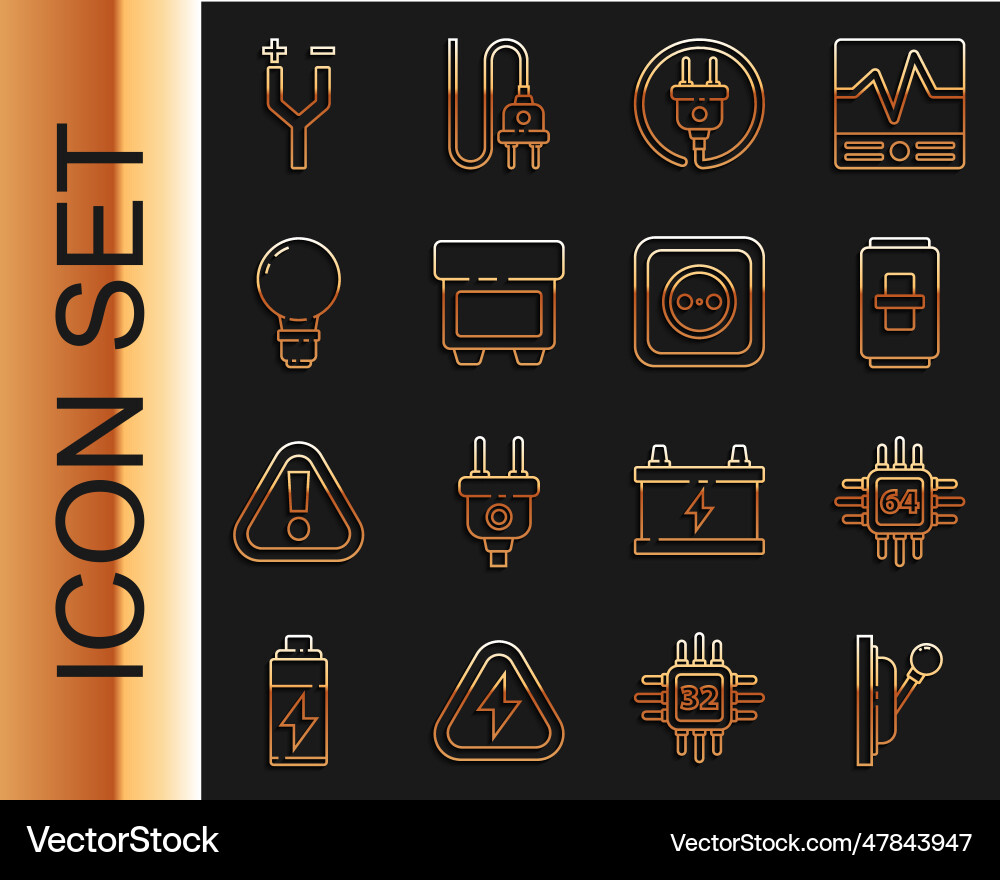 Set line electrical panel processor Set line electrical panel processor vector image