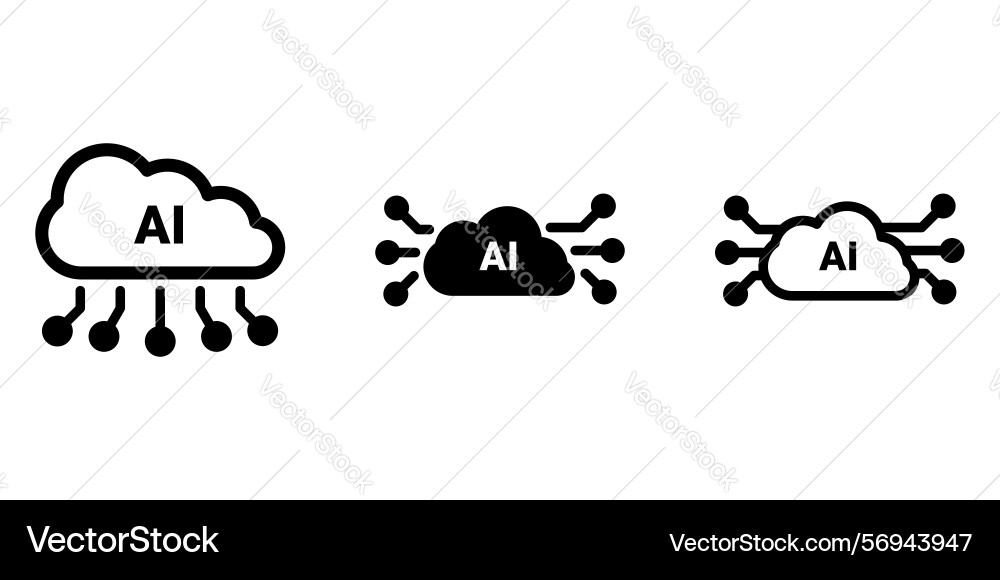 Set of cloud computing and ai for data processing Set of cloud computing and ai for data processing vector image