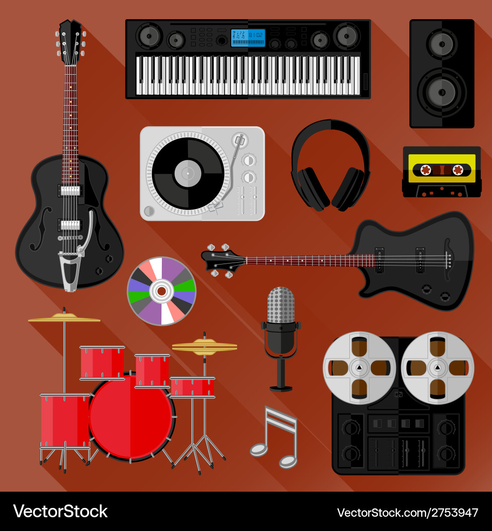 Set of music and sound objects vector image