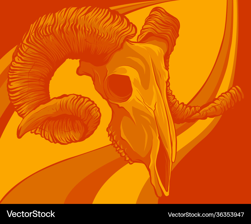 Skull goat on colored Royalty Free Vector Image
