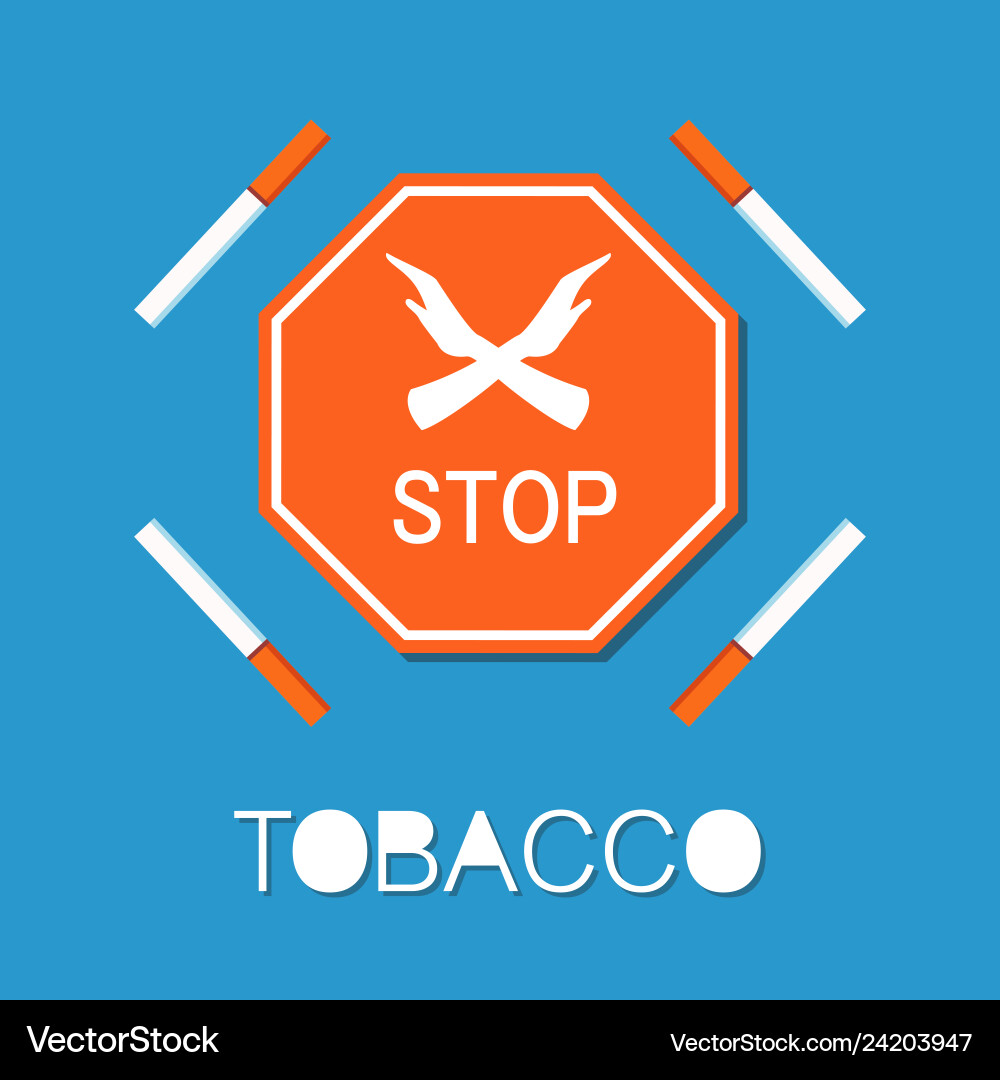 Stop red sign two crossed hands smoking forbidden Stop red sign two crossed hands smoking forbidden vector image