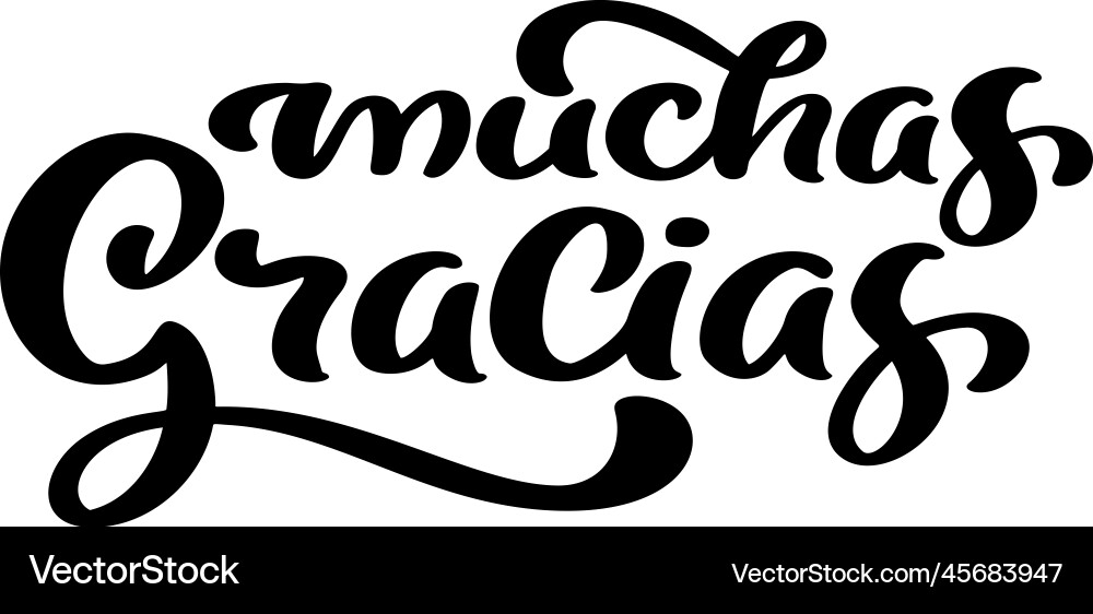 Thank you lettering text in spanish muchas Thank you lettering text in spanish muchas vector image