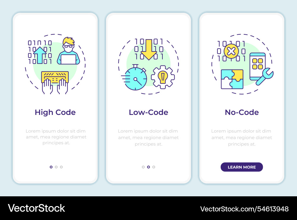 App development approaches onboarding mobile App development approaches onboarding mobile vector image