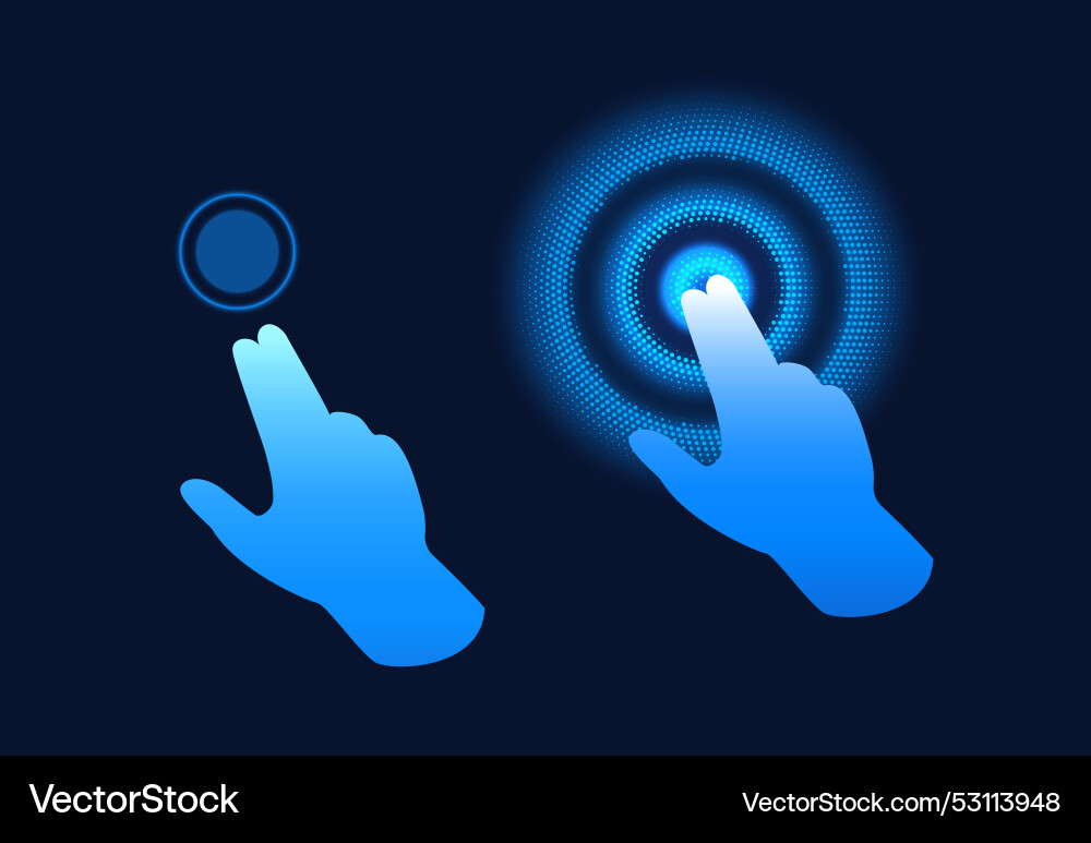 Blaue Hand zeigt Geste auf digitalem Kreis Blaue Hand zeigt Geste auf digitalem Kreis vektorbild