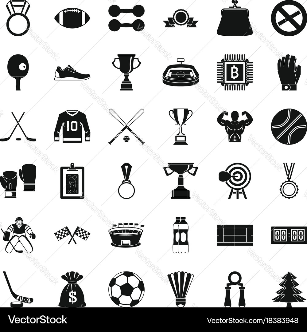 Field icons set simple style Vector Image