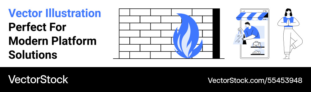 Firewall security concept with online storefront Firewall security concept with online storefront vector image