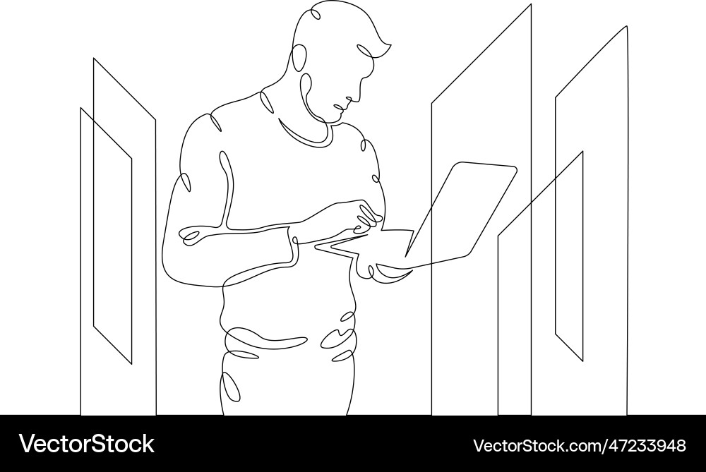 IT Technician with Server Data Center vector image