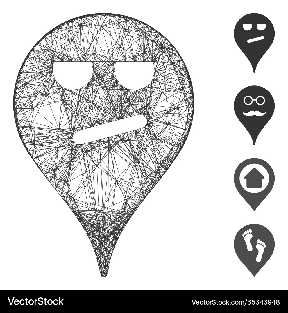 Linear bored smiley map marker mesh Vector Image