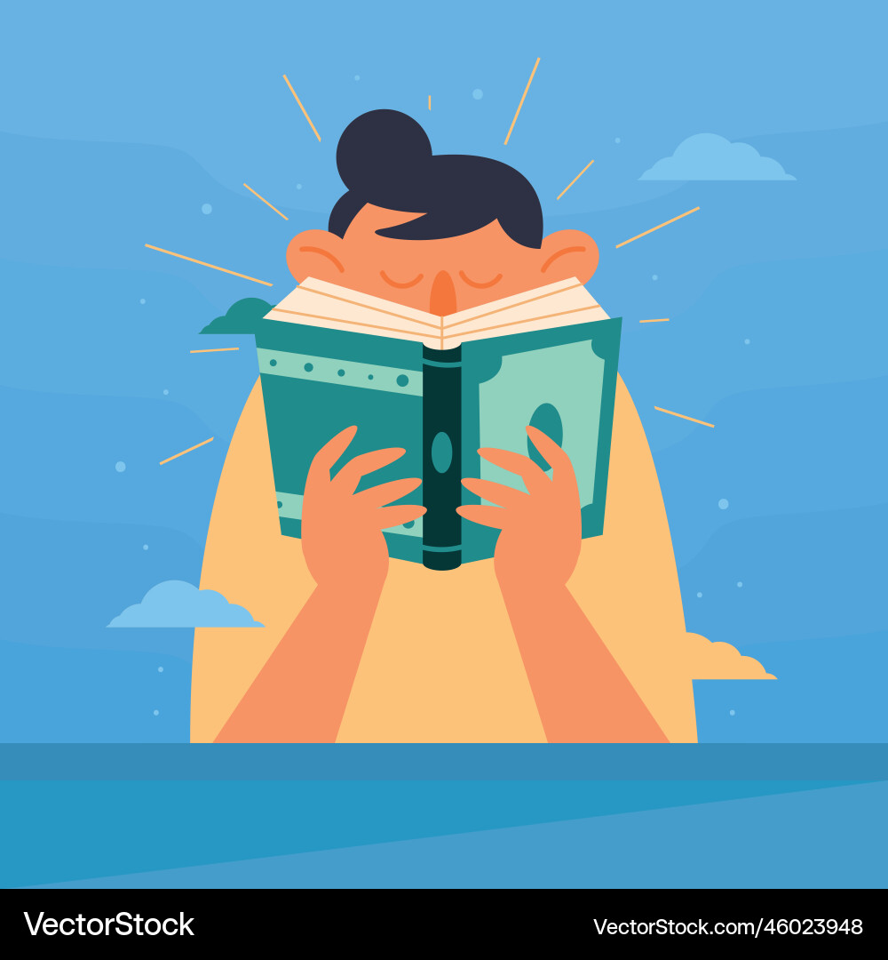 Man reading text book Vector Image