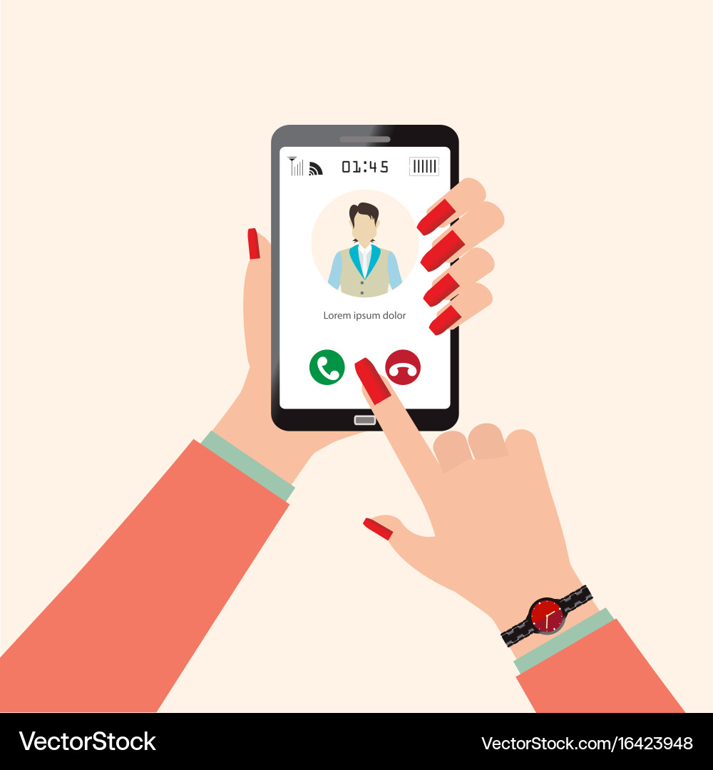 Man Receiving Incoming Call on Smartphone vector image