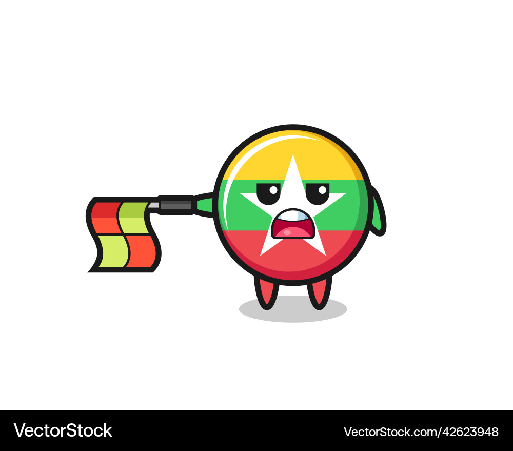 Myanmar flag character as line judge hold Vector Image