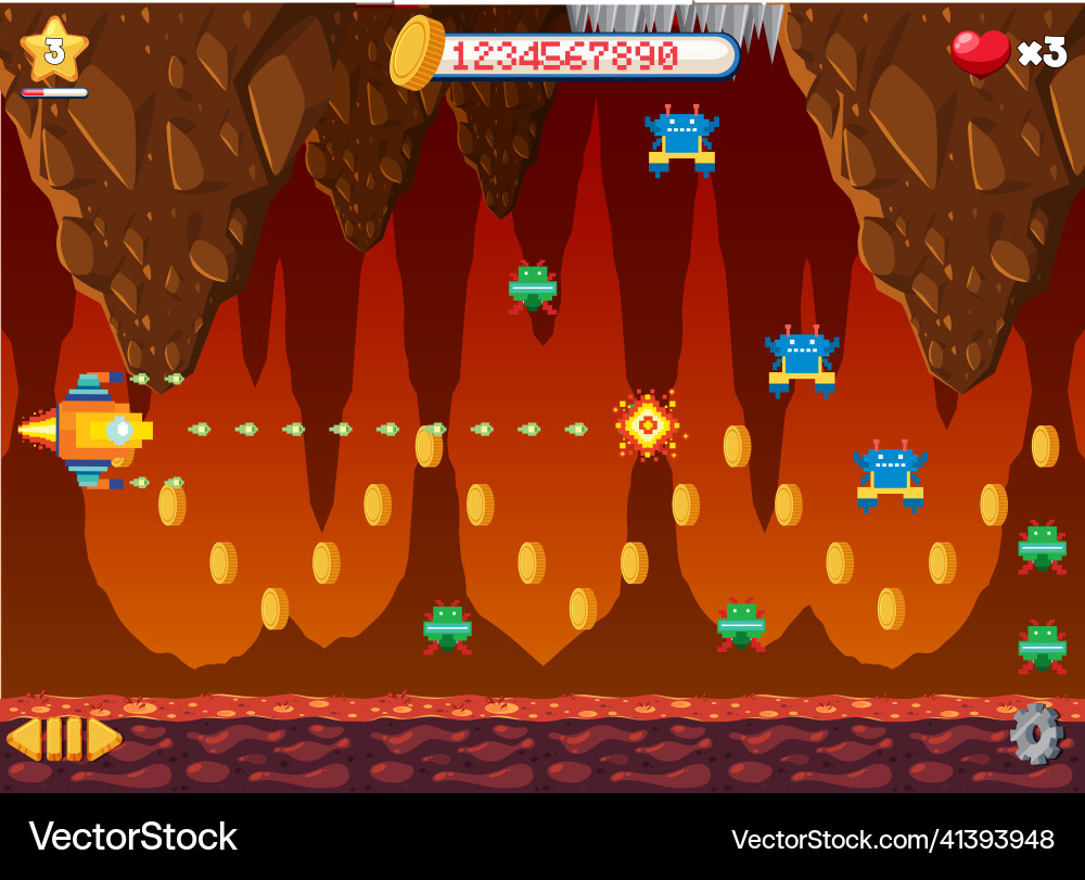Retro pixel space game interface Retro pixel space game interface vector image