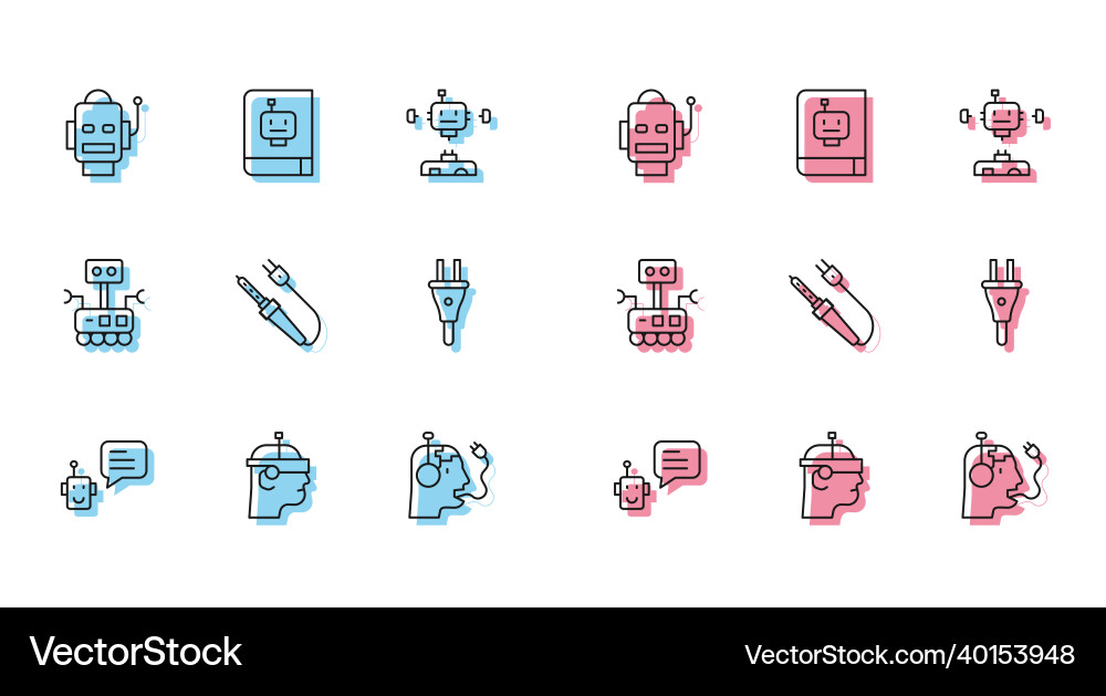 Set line bot smart glasses robot charging Vector Image