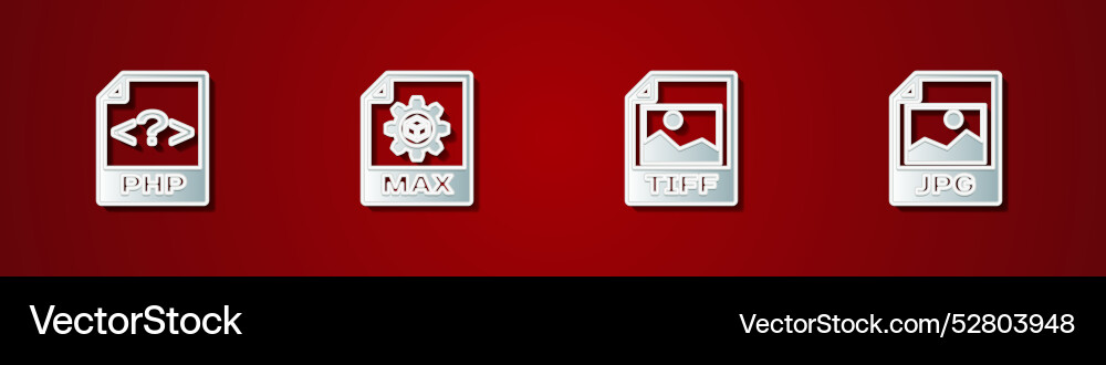 Set php file document max tiff and jpg icon Set php file document max tiff and jpg icon vector image