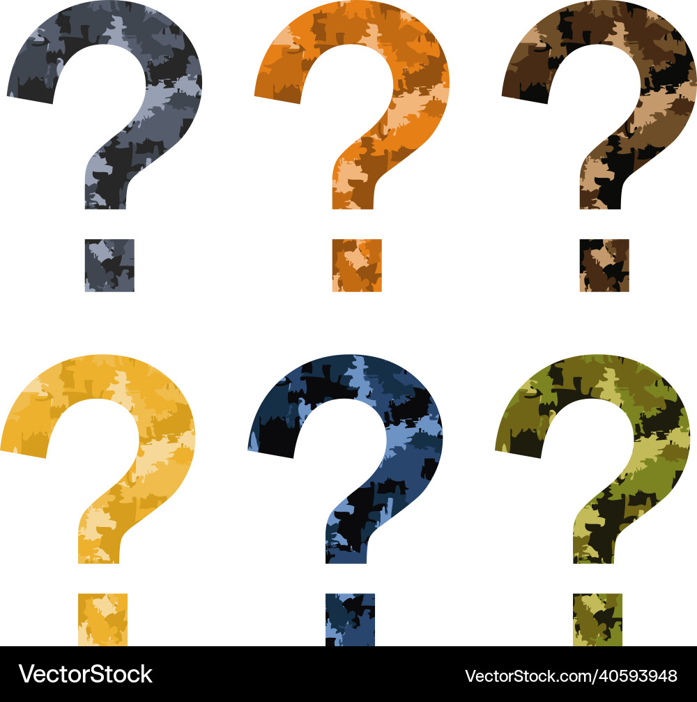 Set question marks with texture protective color vector image