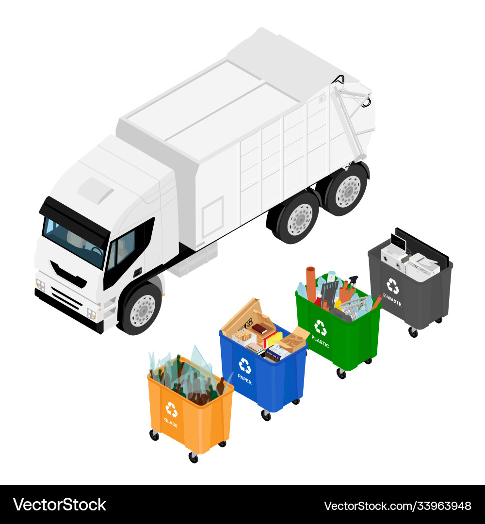 Trash in garbage cans with sorted Trash in garbage cans with sorted vector image