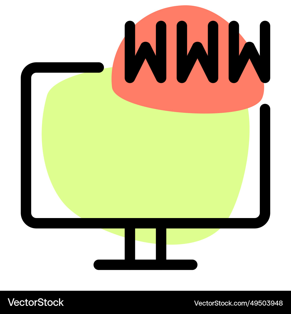 Web address or link displayed on the monitor vector image