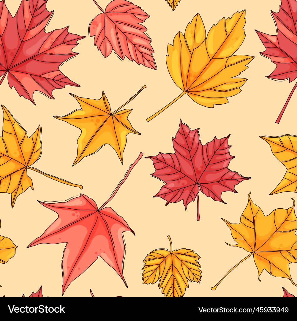 Autumn maple leaf seamless pattern coloured tree Vector Image
